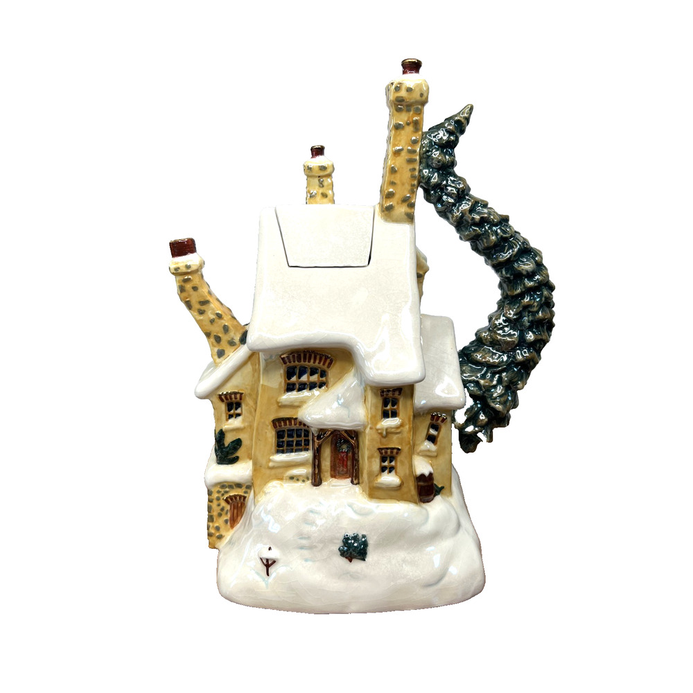Department 56 Snow Village Christmas House Yellow Snow Covered Chimneys‎ Wreath
